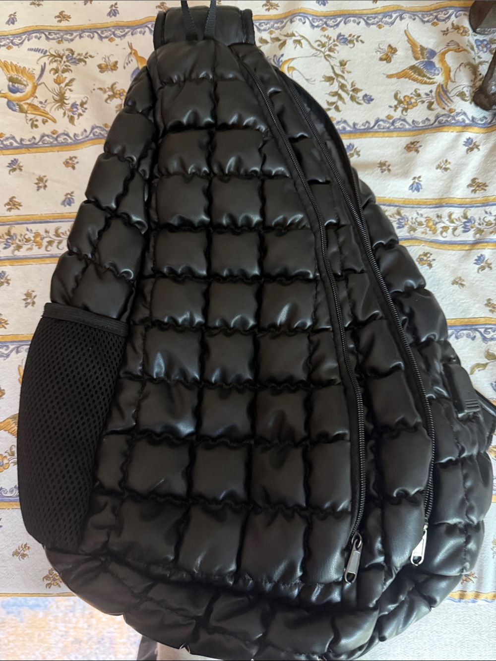 Black Quilted Sling Backpack - Nupouch